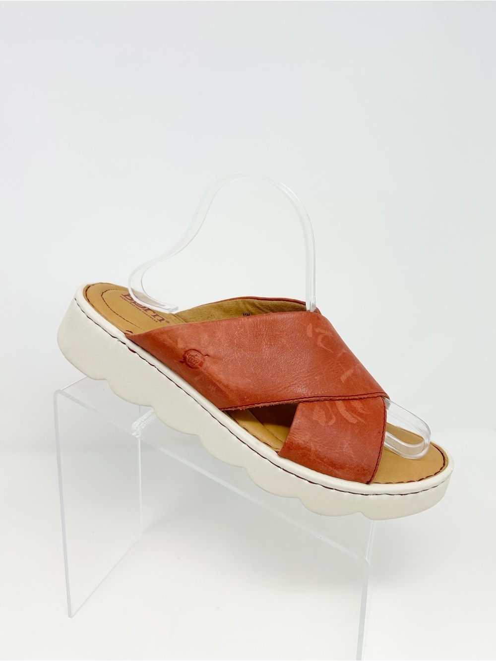 Børn Brunna Slide Sandals Red Orange Criss Cross Wedge Comfort Sole Size 11